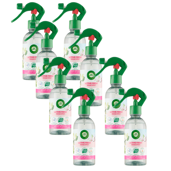 Friss harmat & fehér jázmin, Air Wick Active Fresh légfrissítő spray, 8x237 ml