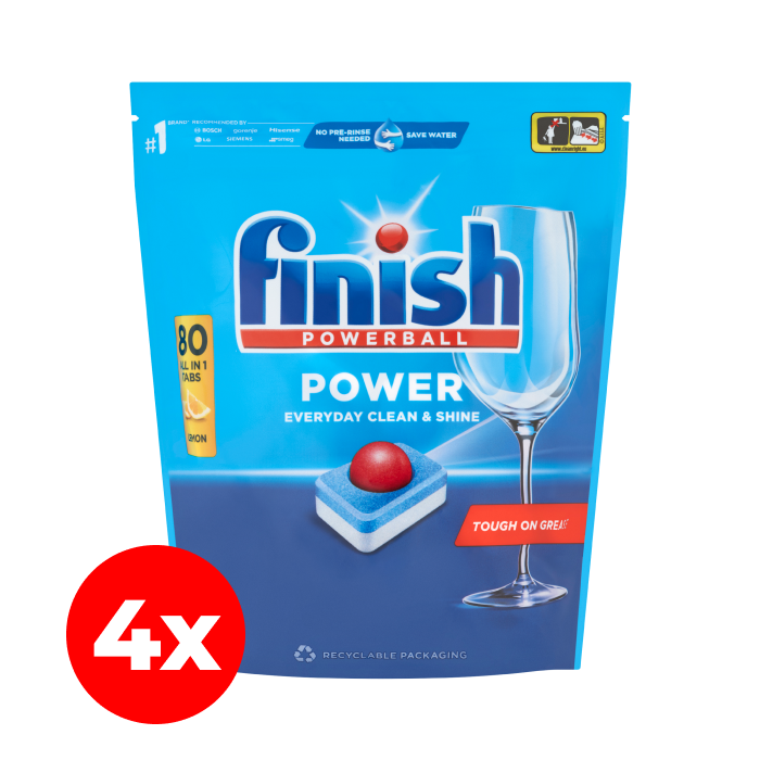 Citrom illatú Finish All-in-One Max mosogatógép-tabletta, 4x80 db