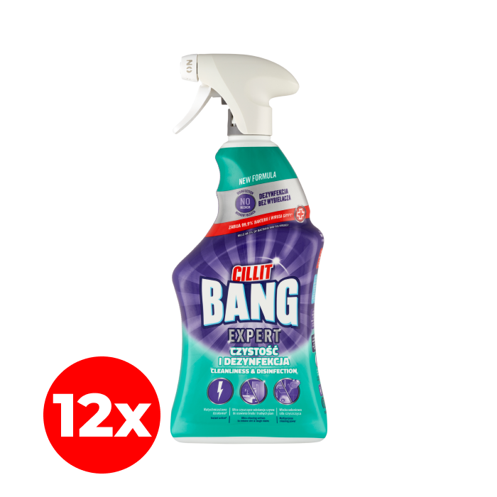 Cillit Bang Expert tisztító és klórmentes fertőtlenítő spray, 12x750 ml