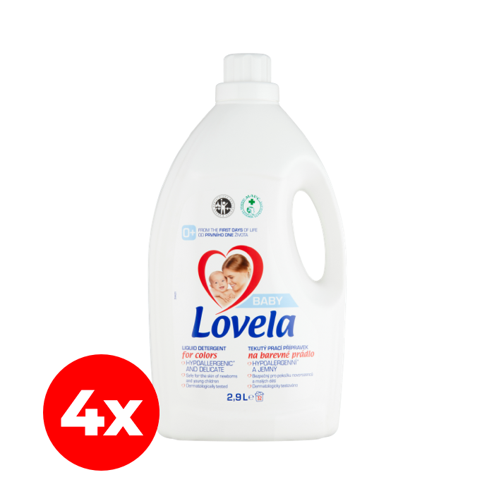 Lovela Baby Hipoallergén folyékony mosószer fehér ruhákhoz, 4x2,9 liter (128 mosás)