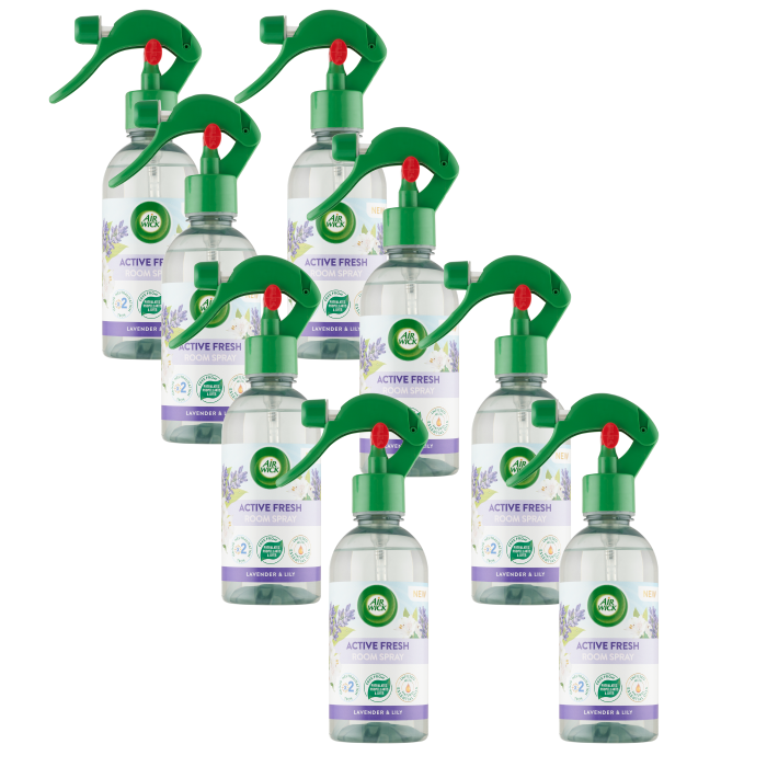 Friss levendula és gyöngyvirág, Air Wick Active Fresh légfrissítő spray, 8x237 ml