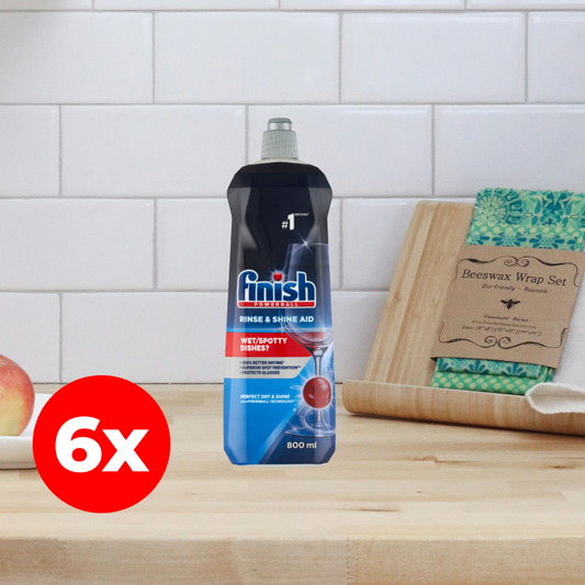 Finish Rinse & Shine Aid öblítőszer gépi mosogatáshoz, 160 mosogatáshoz, 6x800 ml