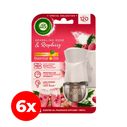 Rozé Pezsgő és Málna, Air Wick elektromos utántöltő légfrissítő készülékhez,  6x19ml